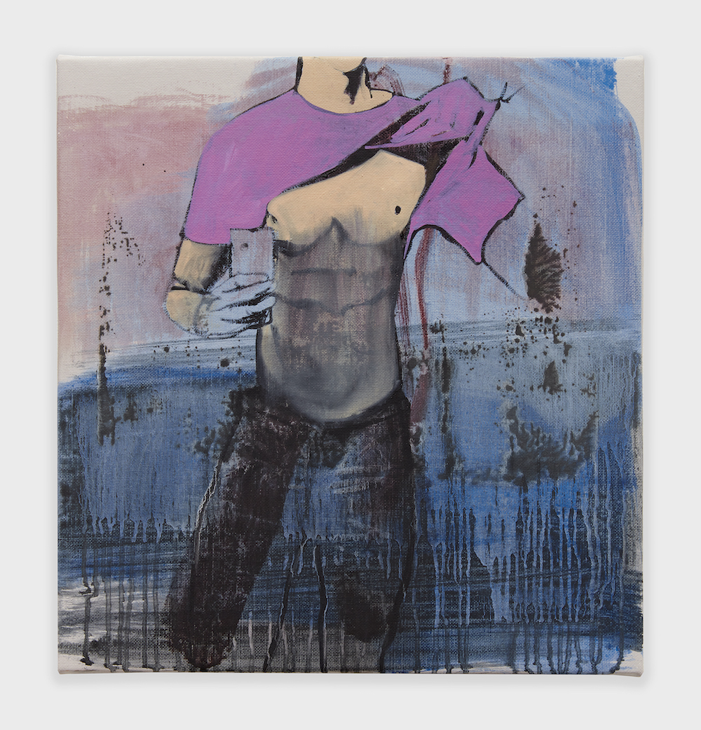 <I>OnlyMans</i>, 2024. Acrylic and oil on linen, 14 x 12 in (35.6 x 30 cm)